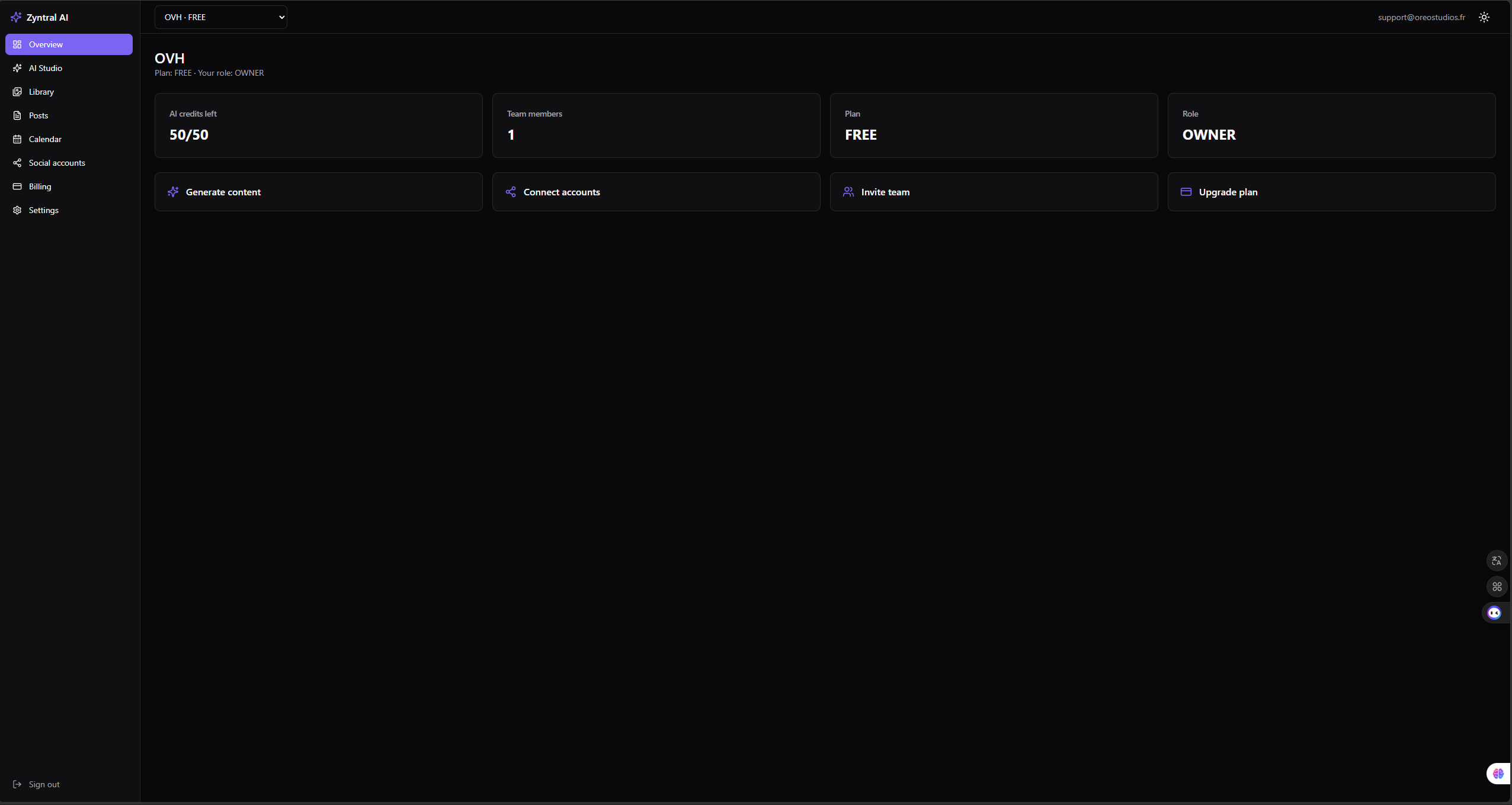 ZyntralAI workspace overview